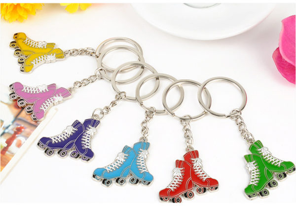 Roller Skate Key Chain with Metal Key Ring